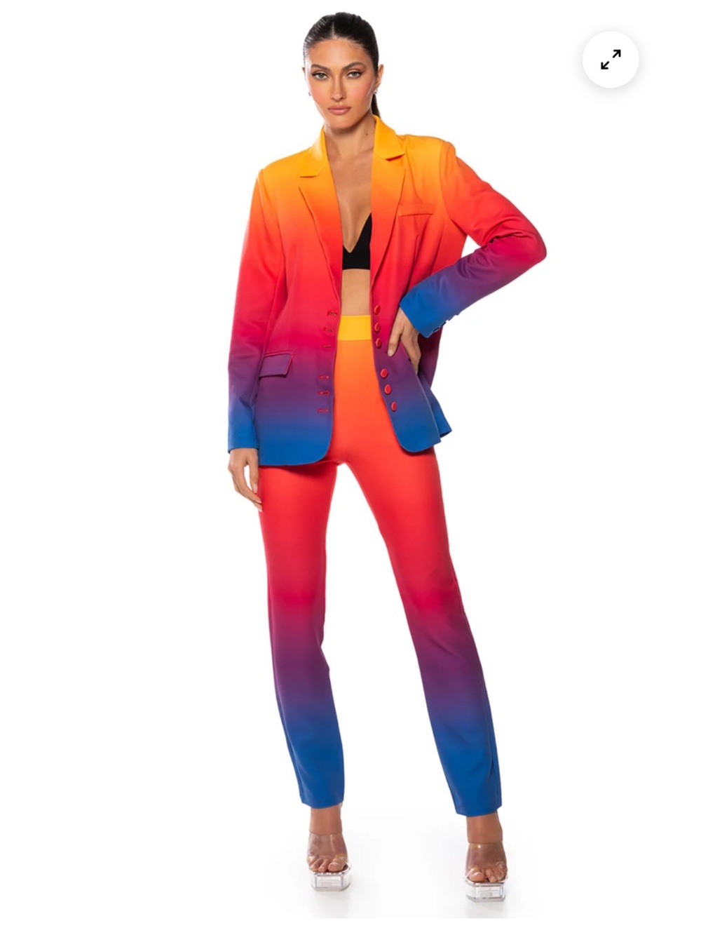 AKIRA Sunset Ombre Blazer in Orange, Pink & Blue - Picture 4 of 14